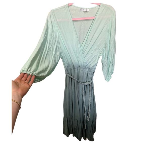 Young Fabulous and Broke Jillian Wrap Maxi Dress Ombré In Teal Size Medium - Picture 2 of 7